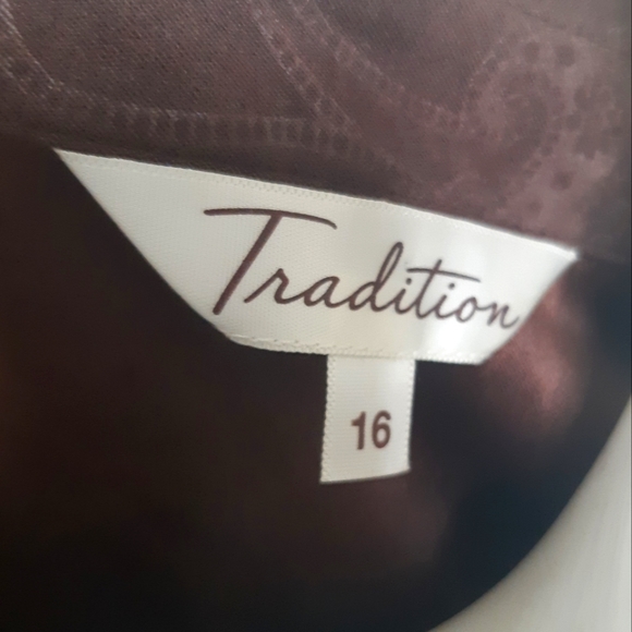 Tradition size 16 bohemian eastern feather print microsuede feel light jacket - Picture 6 of 8